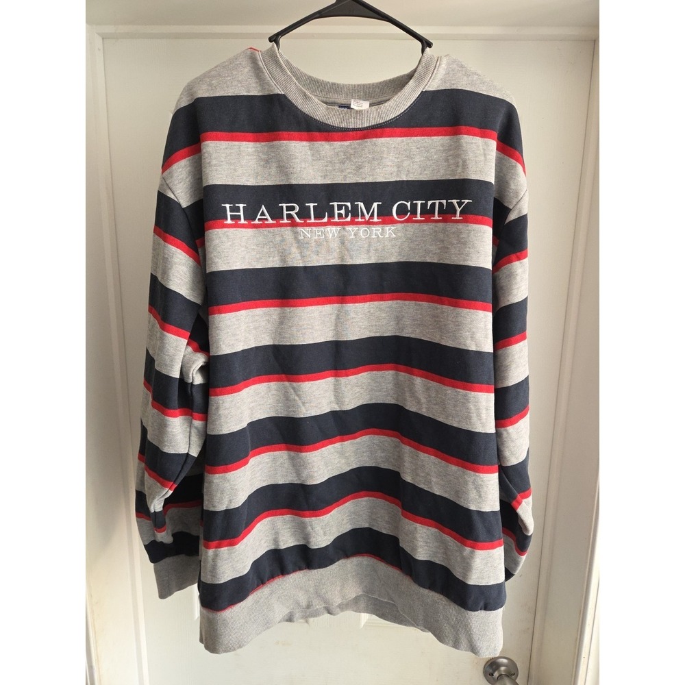 Harlem New York Sweater Men's XLarge Blue White Red Striped Divided H&M